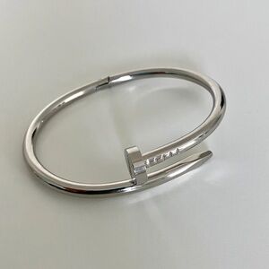 Nail Cuff Bangle Bracelet in Silver